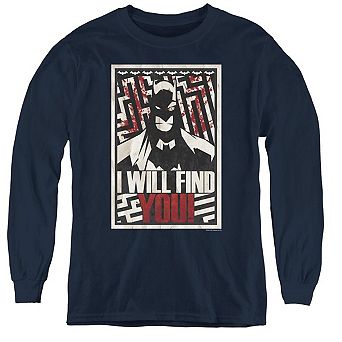 Batman I Will Fnd You Youth Long Sleeve T-shirt