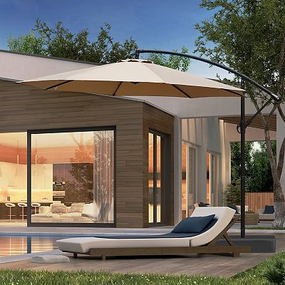 4m round patio umbrella Premium Cantilever Patio Umbrella  Beige Square 3m x 4m