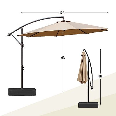 Aoodor Offset Patio Umbrella 10' Cantilever Hanging Market Umbrella
