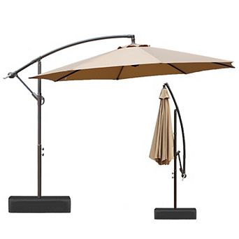 Aoodor Offset Patio Umbrella 10' Cantilever Hanging Market Umbrella