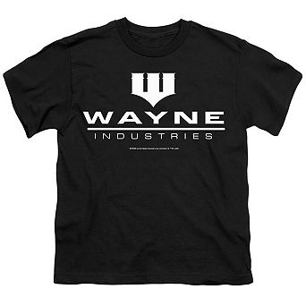 Batman Wayne Logo On Black Short Sleeve Youth T-shirt