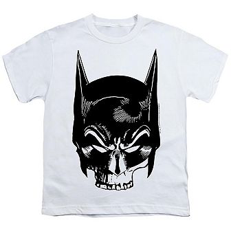 Batman Skull On White Short Sleeve Youth T-shirt