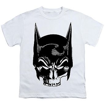 Batman Skull On White Short Sleeve Youth T-shirt