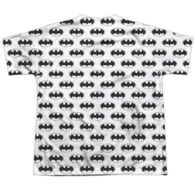 Batman Bats All Over Short Sleeve Youth Poly Crew T-shirt