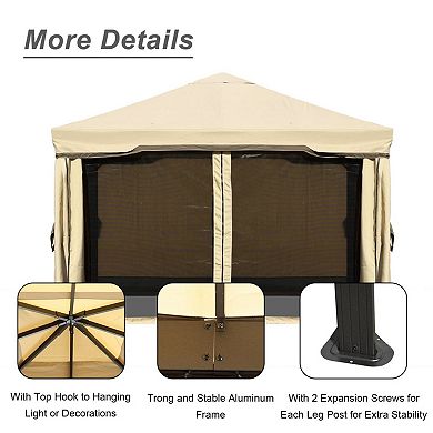 Aoodor12 X 12 Ft. Outdoor Gazebo Tent Canopy Shelter, Aluminum Frame