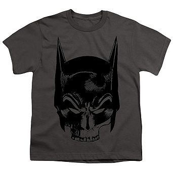 Batman Skull On Gray Short Sleeve Youth T-shirt
