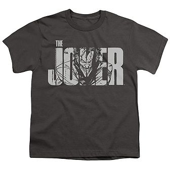 Batman Joker Text On Gray Short Sleeve Youth T-shirt