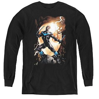 Batman Nightwing Against Owls Youth Long Sleeve T-shirt