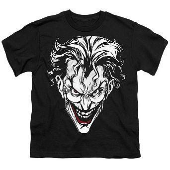 Batman Joker Red On Black Short Sleeve Youth T-shirt