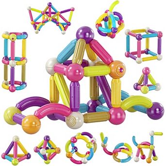 Contixo Toy Magnetic Stix Stick -68 pc 3d Building Blocks Stem Construction