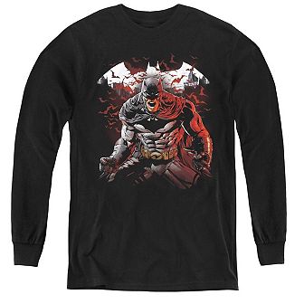Batman Raging Bat Youth Long Sleeve T-shirt