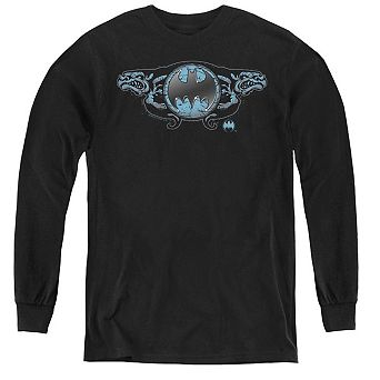 Batman Two Gargoyles Logo Youth Long Sleeve T-shirt