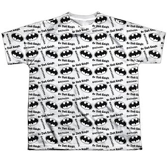 Batman Repeat Dark Knight Short Sleeve Youth Poly Crew T-shirt