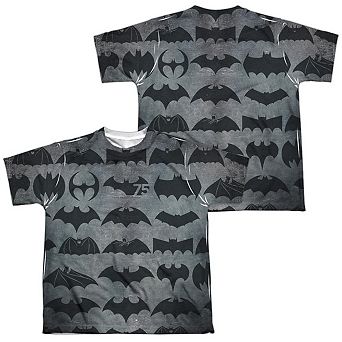 Batman 75 Symbols Short Sleeve Youth Poly Crew T-shirt