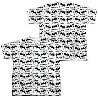 Batman Repeat Dark Knight Short Sleeve Youth Poly Crew T-shirt