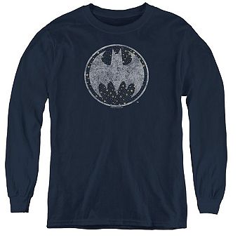 Batman Starry Night Shield Youth Long Sleeve T-shirt
