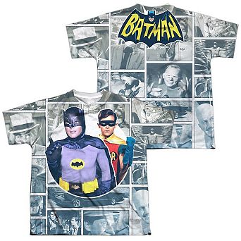 Batman Classic Tv 60s Panels Short Sleeve Youth Poly Crew T-shirt