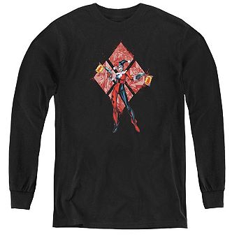 Batman Harley Quinn (diamonds) Youth Long Sleeve T-shirt