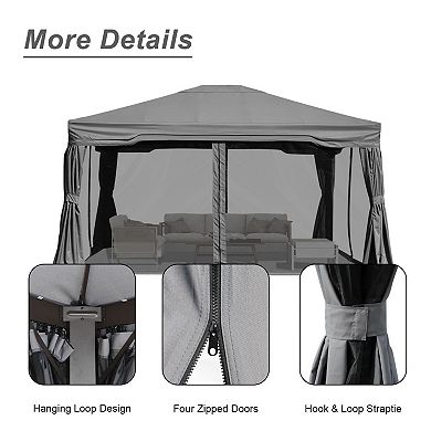 Aoodor 14 X 12 Ft. Outdoor Gazebo Tent Canopy Shelter - Gray