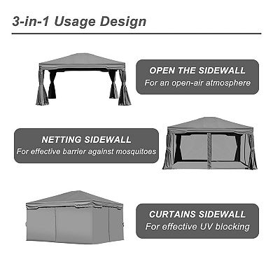 Aoodor 14 X 12 Ft. Outdoor Gazebo Tent Canopy Shelter - Gray