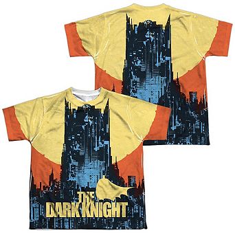 Batman Bat Building Short Sleeve Youth Poly Crew T-shirt