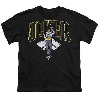 Batman Joker Varsity On Black Short Sleeve Youth T-shirt
