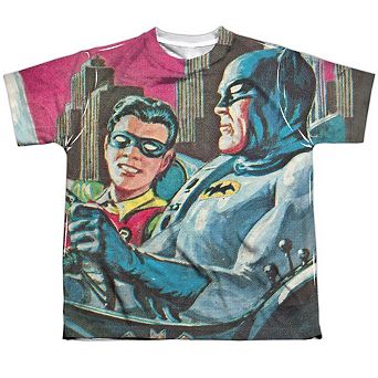 Batman Classic Tv Bat Signal Short Sleeve Youth Poly Crew T-shirt