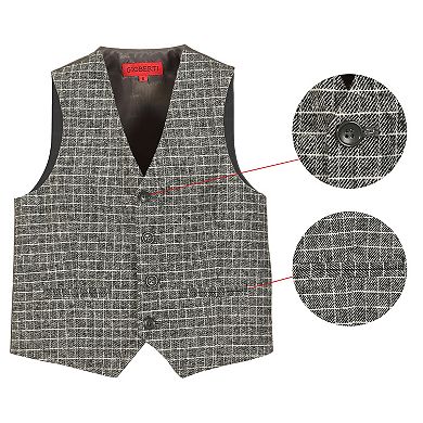Gioberti Kids Tweed Plaid Formal Suit Vest