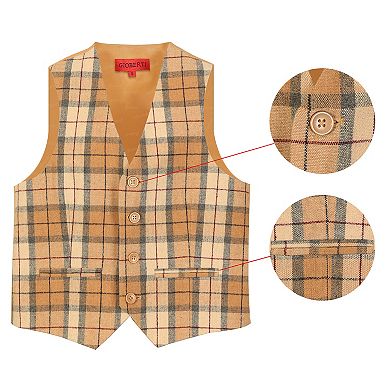 Gioberti Kid's Tweed Plaid Formal Suit Vest