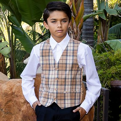 Gioberti Kid's Tweed Plaid Formal Suit Vest
