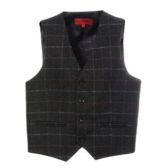 Gioberti Kid's Tweed Plaid Formal Suit Vest