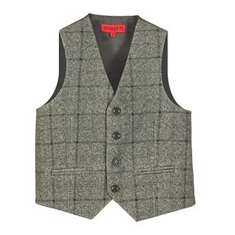 Gioberti Kid's Tweed Plaid Formal Suit Vest