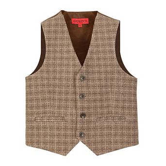 Gioberti Kid's Tweed Plaid Formal Suit Vest