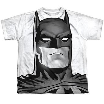 Batman Bw Bat Head Short Sleeve Youth Poly Crew T-shirt