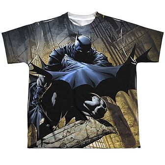 Batman In Shadow Short Sleeve Youth Poly Crew T-shirt