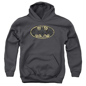 Batman Tattered Logo Youth Pull Over Hoodie
