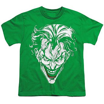 Batman Joker Red On Green Short Sleeve Youth T-shirt