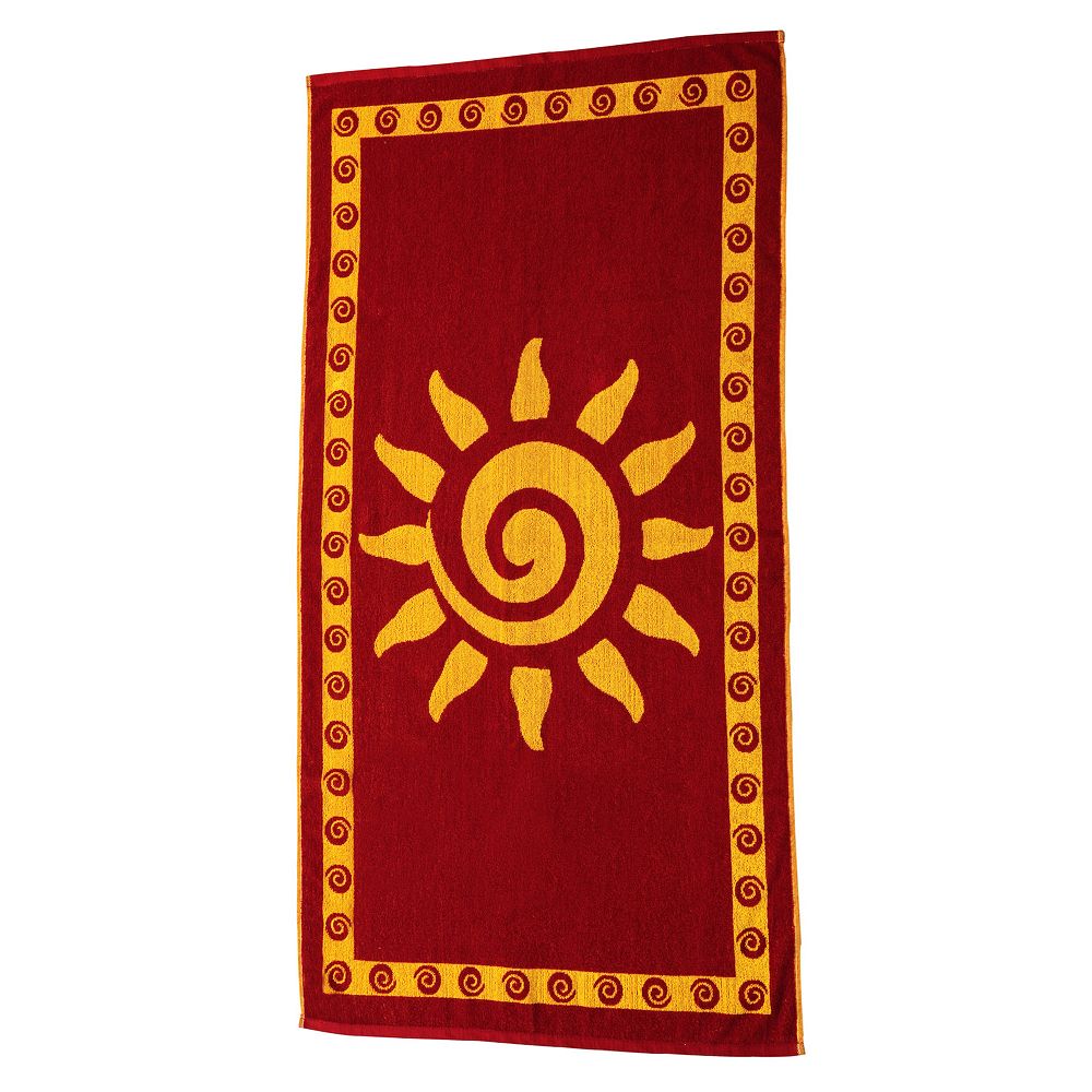 Arus Turkish Cotton Beach Towel - 28x55 Inches, 100% Terry Cotton, Sun Design