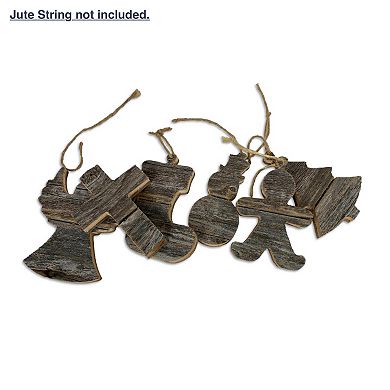 Rustic Farmhouse Reclaimed Wood Traditional Christmas Ornaments (6 Pack)
