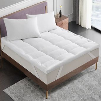 Unikome Plush Mattress Topper Soft Quilted Fitted Mattress Cover With Down Alternative Fill