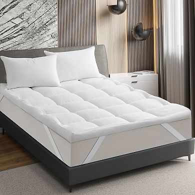 Unikome Extra Thick Plush Bed Down Alternative Mattress Topper Fitted Deep Pocket