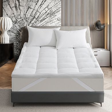 Unikome Extra Thick Plush Bed Down Alternative Mattress Topper Fitted Deep Pocket