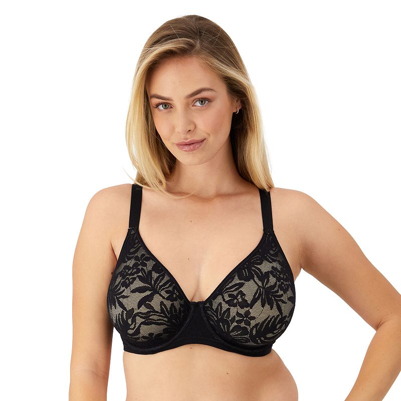 Bali Breathe Cotton Modal Lace Convertible Strap Underwire Bra DF7590, Women's, Size: 42 C, Black Brown