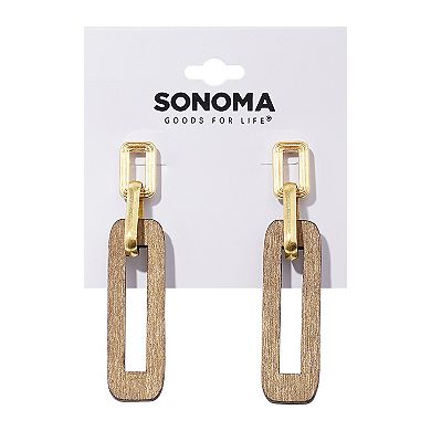 Sonoma Goods For Life® Gold Tone Wood Rectangular Linear Drop Earrings