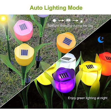 6 Pcs Solar Tulip Flower Pathway Landscape Lights