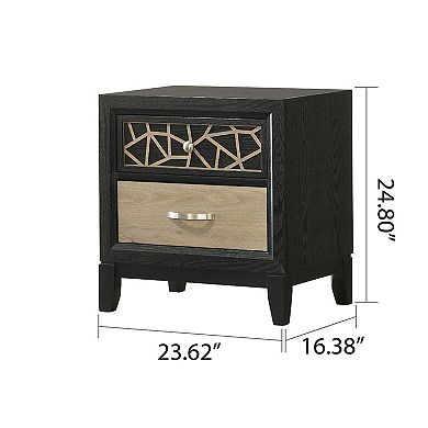 Selena Modern & Contemporary Style 2-drawer Nightstand Made In Wood With Wooden Pattern