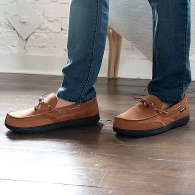 isotoner Carter Boater Men's Water Repellent Microsuede Memory Foam Moccasin Slippers