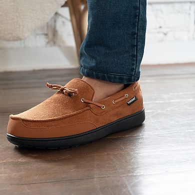 isotoner Carter Boater Men's Water Repellent Microsuede Memory Foam Moccasin Slippers