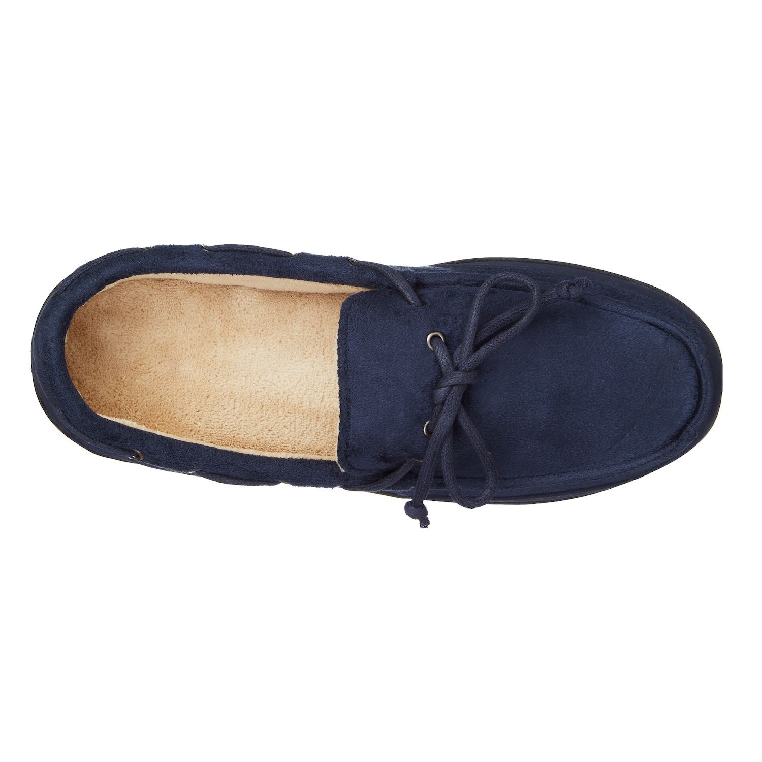 Мужские тапочки isotoner Carter Boater Water Repellent Microsuede Memory Foam Moccasin Slippers, цвет: Чёрный — фото 4