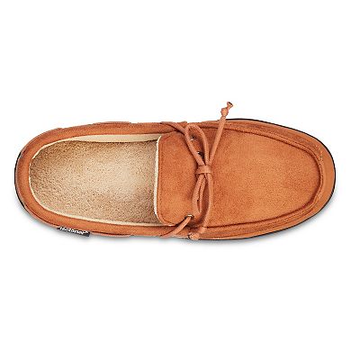 isotoner Carter Boater Men's Water Repellent Microsuede Memory Foam Moccasin Slippers